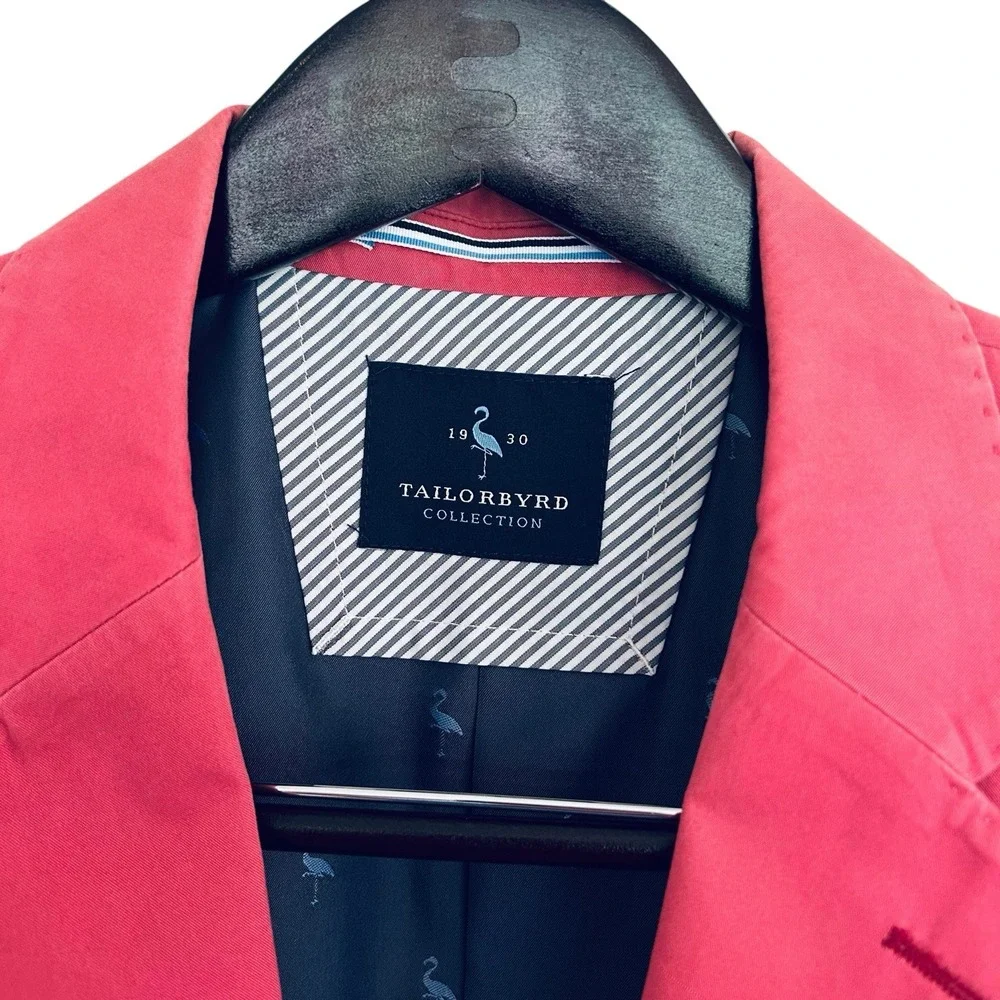 TailorByrd Mens 42R Coral Pink Flamingo Blazer Sport Coat Patch Pocket 2 Button